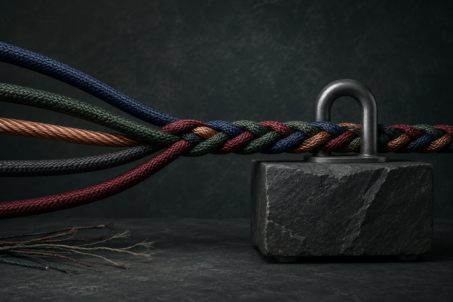 Strong strands braided into one cable to represent credible law firm backlinks and citations