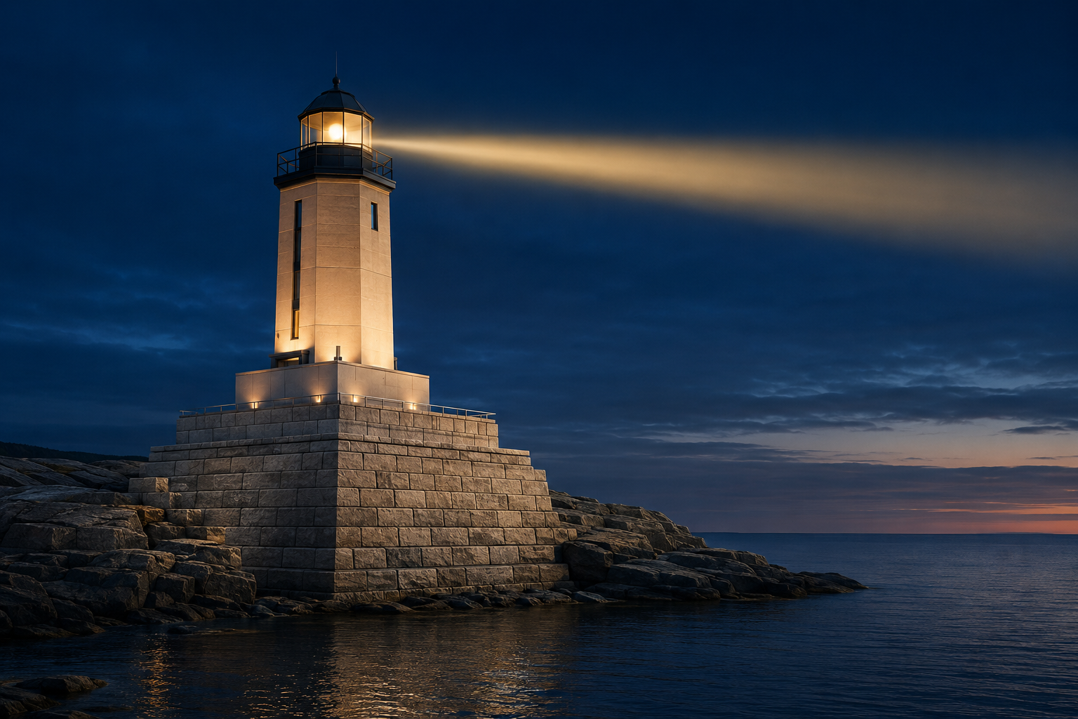 Lighthouse on a strong stone foundation representing law firm website SEO